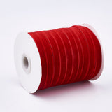 Single Face Velvet Ribbon, Red, 3/8 inch(9.5~10mm), about 50yards/roll(45.72m/roll)