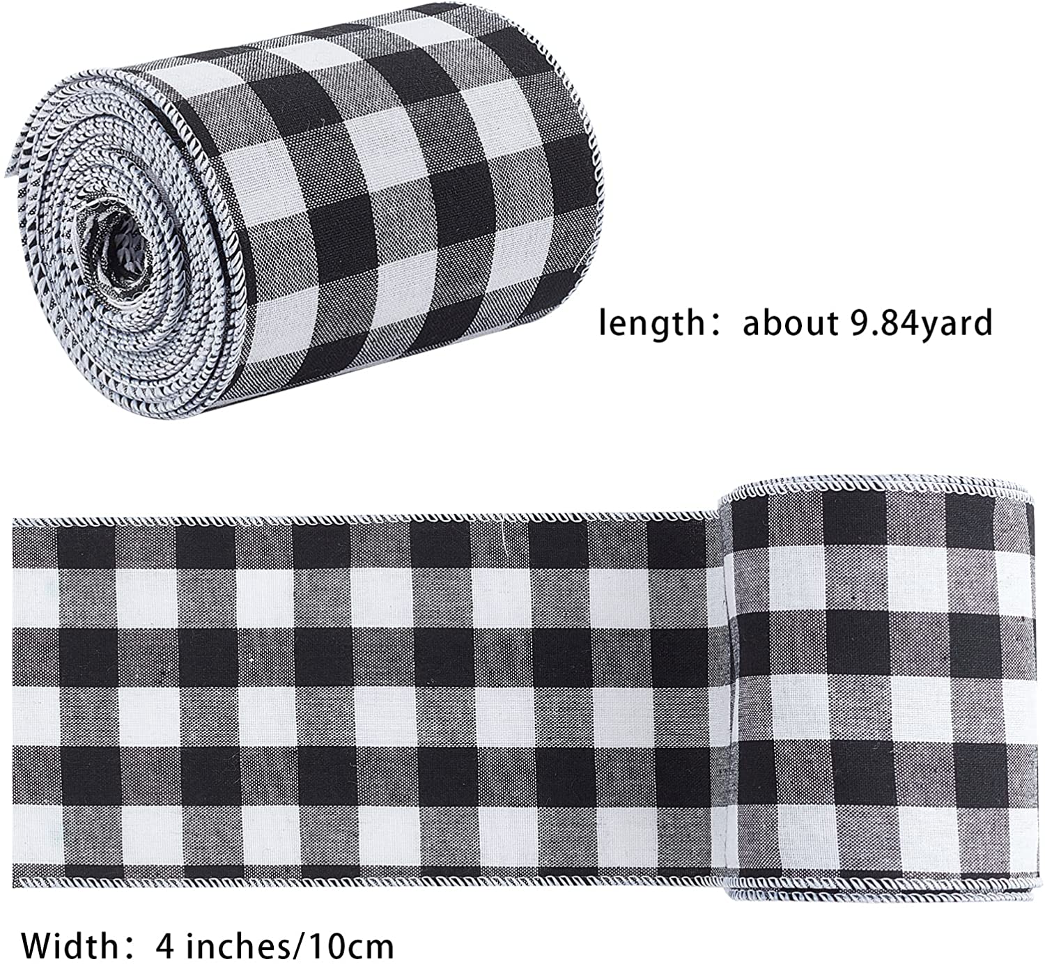 Black White Buffalo Plaid Ribbon - 4 x 10 Yards — GiftWrap Etc