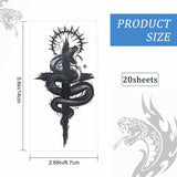 Craspire 20 Sheets 20 Style Cool Body Art Removable Snake Temporary Tattoos Stickers, Black, 14x6.8x0.02cm, Pattern: 130~135x42~60mm, 1 sheet/style