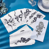 Craspire 20 Sheets 20 Style Cool Body Art Removable Snake Temporary Tattoos Stickers, Black, 14x6.8x0.02cm, Pattern: 130~135x42~60mm, 1 sheet/style