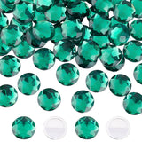 Craspire 60Pcs Self-Adhesive Acrylic Rhinestone Stickers, for DIY Decoration and Crafts, Faceted, Half Round, Blue Zircon, 20x5.5mm