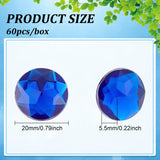 Craspire 60Pcs Self-Adhesive Acrylic Rhinestone Stickers, for DIY Decoration and Crafts, Faceted, Half Round, Blue, 20x5.5mm