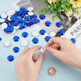 Craspire 60Pcs Self-Adhesive Acrylic Rhinestone Stickers, for DIY Decoration and Crafts, Faceted, Half Round, Blue, 20x5.5mm