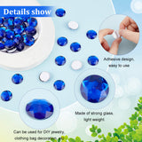 Craspire 60Pcs Self-Adhesive Acrylic Rhinestone Stickers, for DIY Decoration and Crafts, Faceted, Half Round, Blue, 20x5.5mm