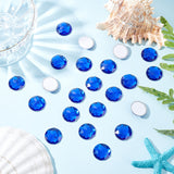 Craspire 60Pcs Self-Adhesive Acrylic Rhinestone Stickers, for DIY Decoration and Crafts, Faceted, Half Round, Blue, 20x5.5mm