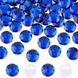 Craspire 60Pcs Self-Adhesive Acrylic Rhinestone Stickers, for DIY Decoration and Crafts, Faceted, Half Round, Blue, 20x5.5mm