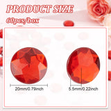 Craspire 60Pcs Self-Adhesive Acrylic Rhinestone Stickers, for DIY Decoration and Crafts, Faceted, Half Round, Red, 20x5.5mm