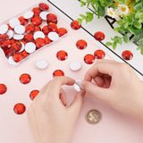 Craspire 60Pcs Self-Adhesive Acrylic Rhinestone Stickers, for DIY Decoration and Crafts, Faceted, Half Round, Red, 20x5.5mm