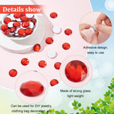 Craspire 60Pcs Self-Adhesive Acrylic Rhinestone Stickers, for DIY Decoration and Crafts, Faceted, Half Round, Red, 20x5.5mm