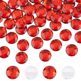 Craspire 60Pcs Self-Adhesive Acrylic Rhinestone Stickers, for DIY Decoration and Crafts, Faceted, Half Round, Red, 20x5.5mm