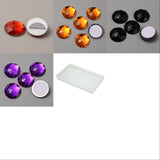 Craspire 64Pcs 4 Style Halloween Self-Adhesive Acrylic Rhinestone Stickers, for DIY Decoration and Crafts, Faceted, Half Round, Mixed Color, 20x5.5mm, 16pcs/color