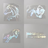 Craspire 4 Sheets 4 Styles Reflective PET Waterproof Car Stickers, Self-Adhesive Laser Decals, for Vehicle Decoration, Mixed Patterns, 143~228x67~201x0.1mm, Sticker: 141~222x30~200mm, 1 sheet/style