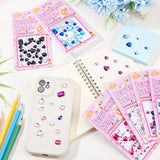 Craspire 6 Cards 6 Colors Acrylic Rhinestone Stickers, Decoration for Photo Album, Mixed Color, 74x64x3mm, Sticker: 4.5~14.5x4.5~11.5mm, 1 card/color