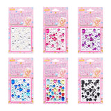 Craspire 6 Cards 6 Colors Acrylic Rhinestone Stickers, Decoration for Photo Album, Mixed Color, 74x64x3mm, Sticker: 4.5~14.5x4.5~11.5mm, 1 card/color