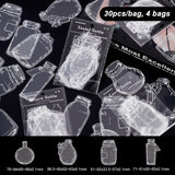 Craspire 4 Bags 4 Styles PET Adhesive Waterproof Stickers Set, Transparent Bottle Decorative Stickers for DIY Scrapbook, Mixed Shapes, Clear, Bottle Pattern, 71~95x33.5~66x0.1mm, about 30pcs/bag, 1 bag/style