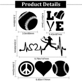 Craspire 8 Sheets 4 Style Heart & Tennis Pattern Laser Style PET Waterproof Self-Adhesive Stickers, Decals for Car, Motocycle Decor, Black, 106~174x52~95x0.1mm, 2 Sheets/style