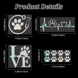 Craspire 8 Sheets 4 Style Waterproof Heart & Bear Paw Pattern PET Car Decals Stickers, for Cars Motorbikes Luggages Skateboard Decor, Colorful, 80~170x78~124mm, 2 Sheets/style