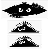 Craspire 3 Sheets 3 Style Peeking Monster Plastic Waterproof Peeking Monster Stickers, Self-adhesive Decals for Car Decorations, Black, 130x290x0.1mm and 75x195x0.2mm, 1 Sheet/style
