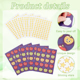 Craspire 80 Sheets 2 Styles Self-Adhesive Teacher Reward Paper Stickers, Apple with Smiling Face & Gold Stamping Star for Kids, Students, Classroom Supplies, Mixed Color, 118~128x98~150x0.1~0.2mm