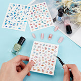 Craspire 12 Sheets 3 Style Waterproof Ocean Theme PET Nail Art Stickers, Self-adhesive, for DIY Nail Decals Design Manicure Decor, Mixed Color, 133x83x0.5mm, 4sheets/style