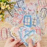 Craspire 4 Bags 4 Styles PET Transparent Flower Window Decorative Stickers, Self-Adhesive Waterproof Decals for DIY Scrapbooking, Photo Album, Mixed Color, 71~99x61~78x0.1mm, 10pcs/bag, 1 bag/style