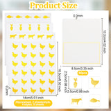 Craspire 8 Sheets 4 Styles PVC Waterproof Self-Adhesive Sticker, Cartoon Decals for Gift Cards Decoration, with 60Pcs Paper Table Place Cards, Animals, Gold, Self-Adhesive Sticker: 165x140x0.2mm, Sticker: 25x25mm, 2 sheets/style