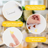 Craspire 8 Sheets 4 Styles PVC Waterproof Self-Adhesive Sticker, Cartoon Decals for Gift Cards Decoration, with 60Pcs Paper Table Place Cards, Animals, Gold, Self-Adhesive Sticker: 165x140x0.2mm, Sticker: 25x25mm, 2 sheets/style