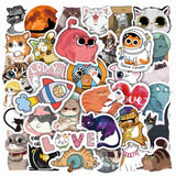 Craspire Waterproof PVC Adhesive Stickers, for Suitcase, Skateboard, Refrigerator, Helmet, Mobile Phone Shell, Computer, Cat Pattern, 40~70x40~70mm