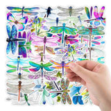 Craspire Waterproof PVC Adhesive Sticker Lables, for Suitcase, Skateboard, Refrigerator, Helmet, Mobile Phone Shell, Computer, Cup, Dragonfly Pattern, 50~80x50~80mm, about 50pcs/bag