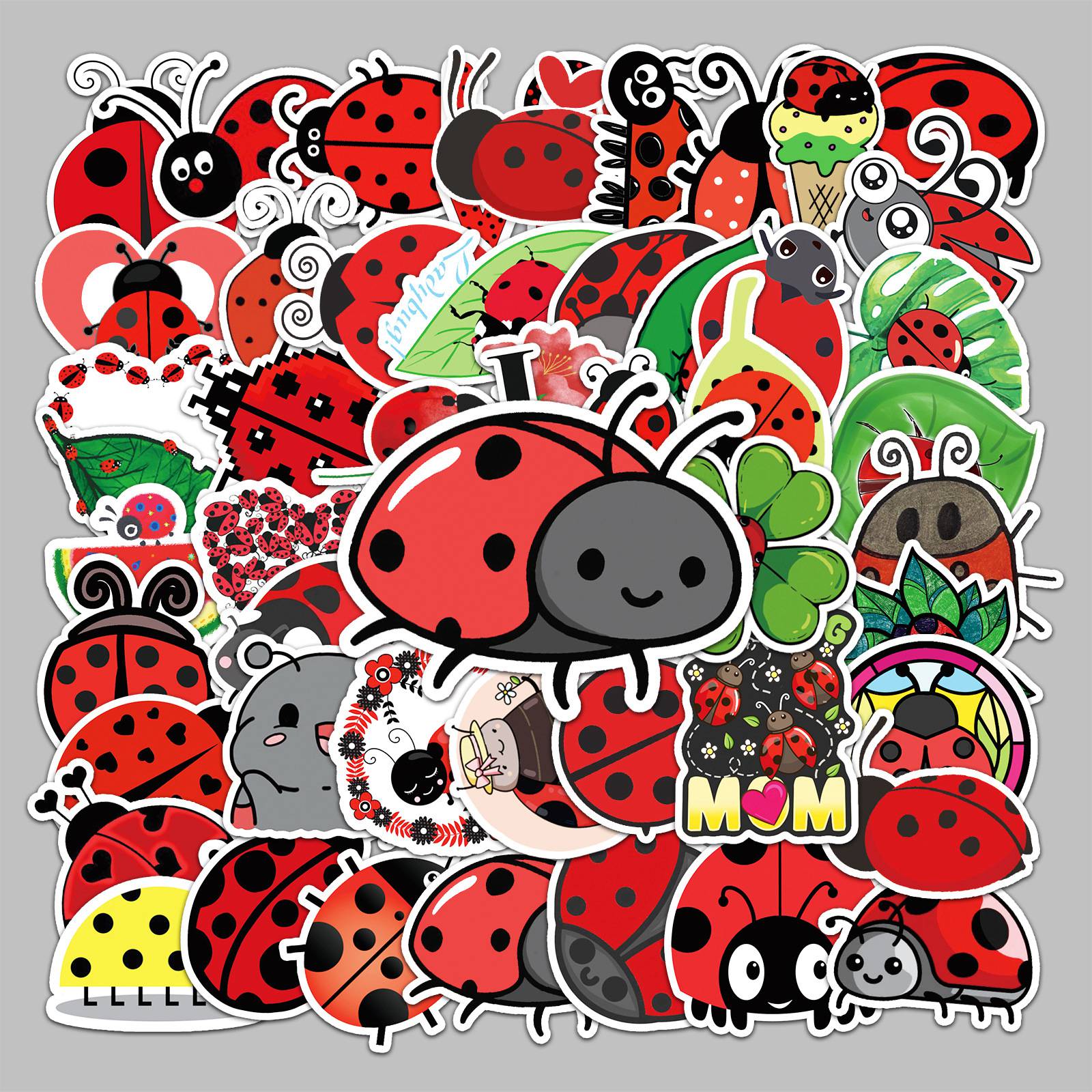 500pcs/roll Cute Cartoon Ladybug Stickers, 1 Inch Round Label