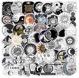 Craspire 50Pcs The Sun and Moon Planet Stickers, for Laptop Scrapbook Phone Notebooks Diary, Moon Pattern, 40~60mm, 50pcs/set