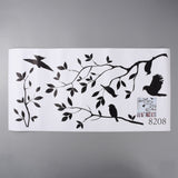 Craspire PVC Self Adhesive Wall Decorative Stickers, Waterproof Branch Window Decals, Rectangle, Bird Pattern, 300x600x0.2mm