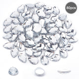 Craspire 80Pcs Extra Large Jewelry Sticker, Acrylic Rhinestone Stick On Cabochon, with Self Adhesive, Faceted, Teardrop, Crystal, 25x18x5mm