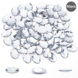 Craspire 80Pcs Extra Large Jewelry Sticker, Acrylic Rhinestone Stick On Cabochon, with Self Adhesive, Oval, Faceted, Crystal, 18x25x4.5mm