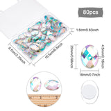 Craspire 80Pcs Extra Large Jewelry Sticker, Acrylic Rhinestone Stick On Cabochon, with Self Adhesive, Oval, Faceted, Crystal AB, 18x25x4.5mm