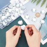 Craspire 60Pcs Heart Acrylic Rhinestone Stick-On Cabochon, with Self Adhesive, Clear, 2.5x2.5x0.5cm, 60pcs/box