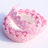 10 Roll Handwork Cotton Lace Trim, Hollow Style, Fat, Pink, 5/8 inch(16mm), about 2.19 Yards(2m)/Roll