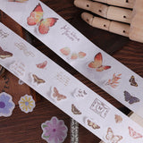 Craspire Decorative Adhesive Paper Tape, Stickers, for Card-Making, Scrapbooking, Diary, Planner, Envelope & Notebooks, Butterfly Pattern, 30mm, about 2.19 Yards(2m)/Roll