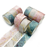 Craspire 3 Rolls Marble Pattern Paper Adhesive Tape, Hot Stamping Roll Stickers, for Card-Making, Scrapbooking, Diary, Planner, Envelope & Notebooks, Mixed Color, 15~20mm, 5m/roll