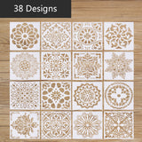 CRASPIRE Plastic Drawing Painting Stencils Templates, Floral, White, 15x15x0.02cm, 16pcs/set