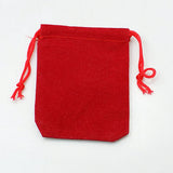 100 pc Velvet Cloth Drawstring Bags, Jewelry Bags, Christmas Party Wedding Candy Gift Bags, Red, 7x5cm