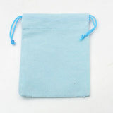 100 pc Velvet Cloth Drawstring Bags, Jewelry Bags, Christmas Party Wedding Candy Gift Bags, Light Sky Blue, 7x5cm