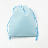 100 pc Velvet Cloth Drawstring Bags, Jewelry Bags, Christmas Party Wedding Candy Gift Bags, Light Sky Blue, 7x5cm