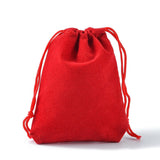 100 pc Velvet Cloth Drawstring Bags, Jewelry Bags, Christmas Party Wedding Candy Gift Bags, Red, 9x7cm