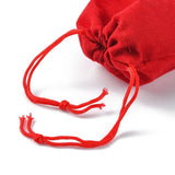 100 pc Velvet Cloth Drawstring Bags, Jewelry Bags, Christmas Party Wedding Candy Gift Bags, Red, 9x7cm