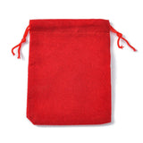 100 pc Velvet Cloth Drawstring Bags, Jewelry Bags, Christmas Party Wedding Candy Gift Bags, Red, 9x7cm