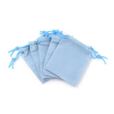 100 pc Velvet Cloth Drawstring Bags, Jewelry Bags, Christmas Party Wedding Candy Gift Bags, Light Sky Blue, 9x7cm