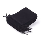 100 pc Velvet Cloth Drawstring Bags, Jewelry Bags, Christmas Party Wedding Candy Gift Bags, Black, 9x7cm