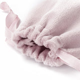 50 pc Velvet Jewelry Drawstring Bags, with Satin Ribbon, Rectangle, Misty Rose, 10x8x0.3cm