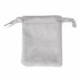 50 pc Velvet Jewelry Drawstring Bags, with Satin Ribbon, Rectangle, Silver, 10x8x0.3cm